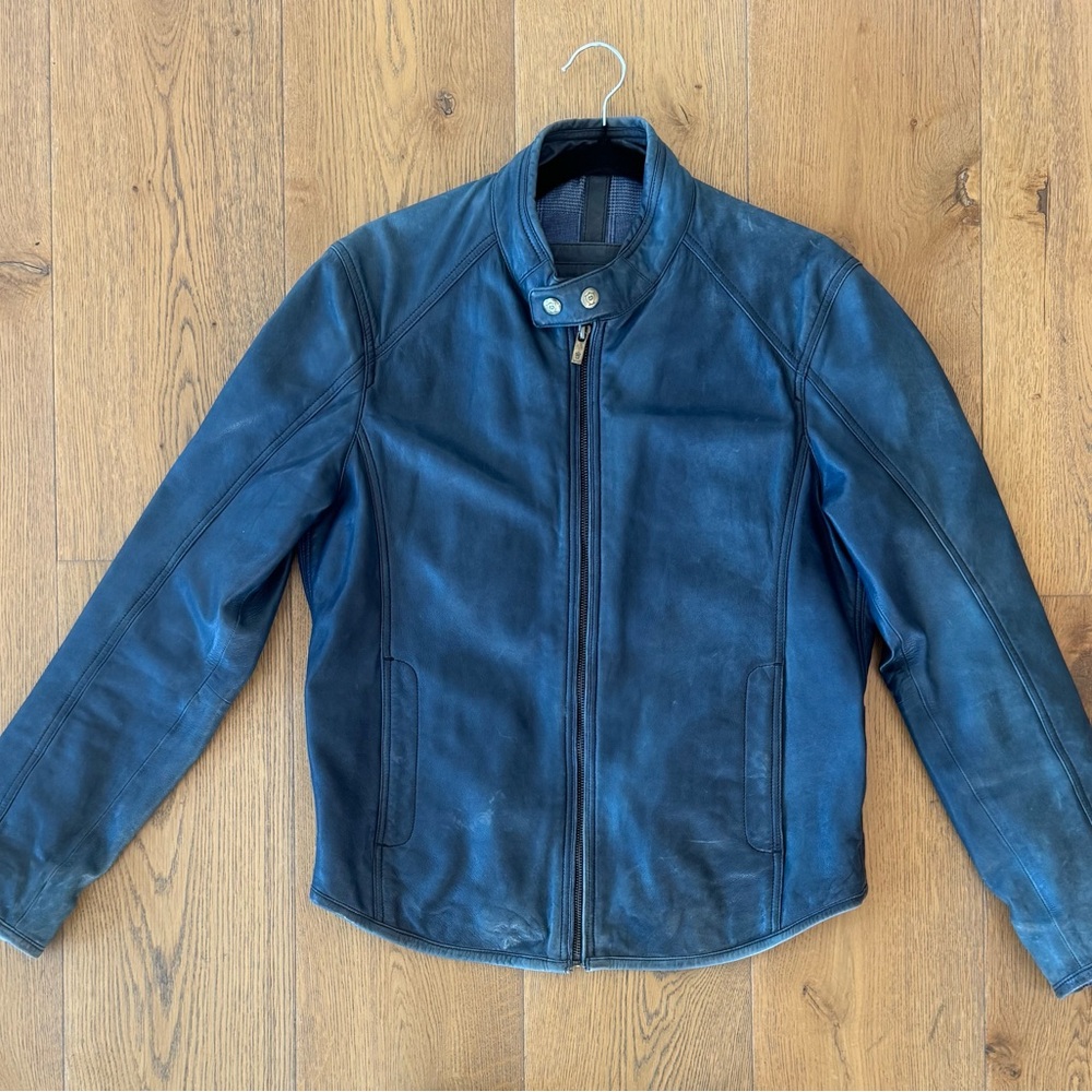 Men's Blue Leather Jacket